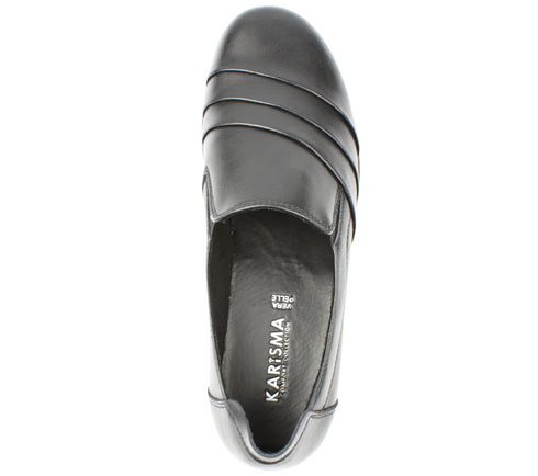 Pantofi casual, dama, KARISMA, WB40004B negru, piele naturala